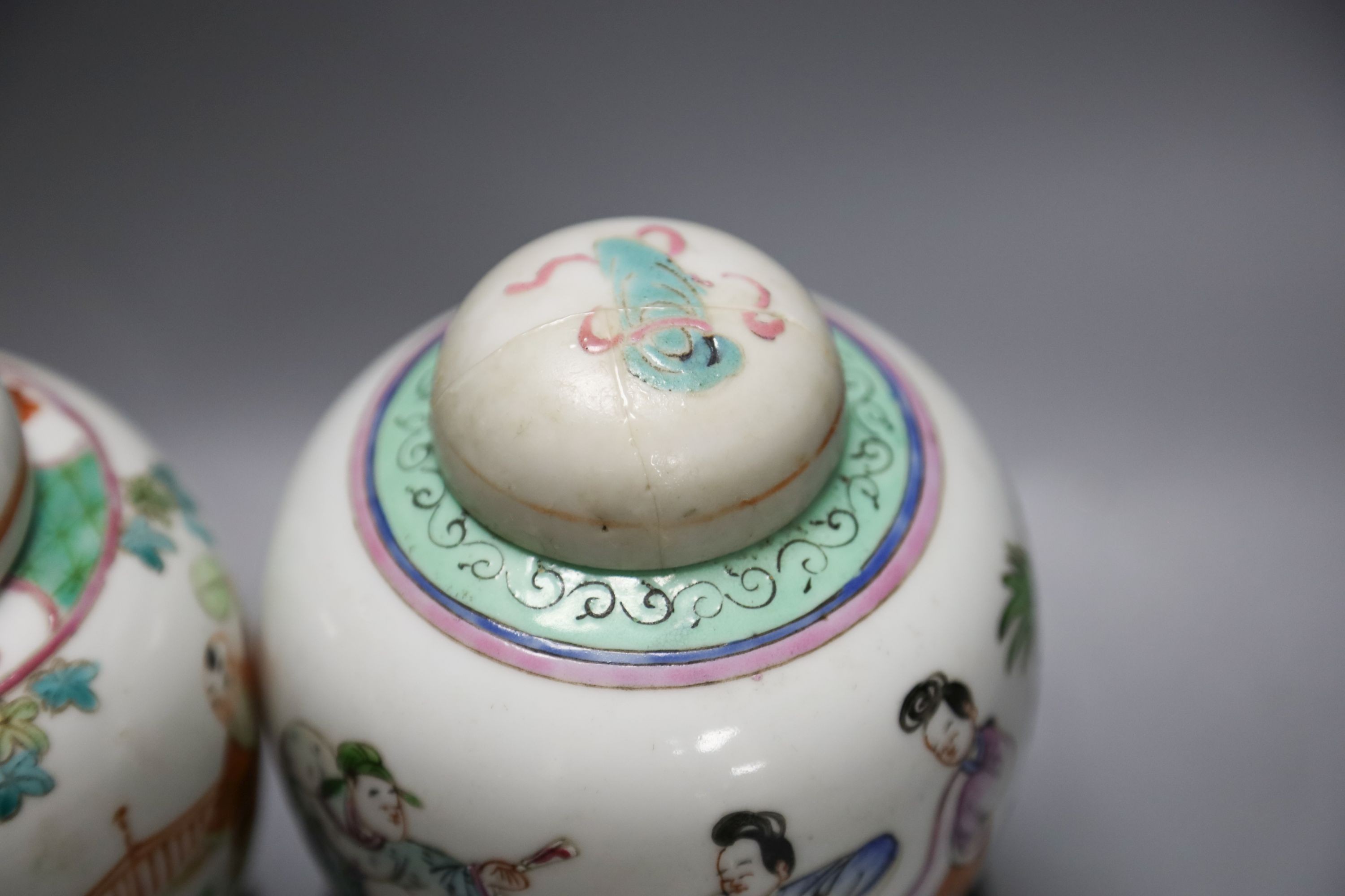 A Satsuma vase and miniature teapot, Chinese porcelain peacock, a glass model of Chinese cabbage and two jars